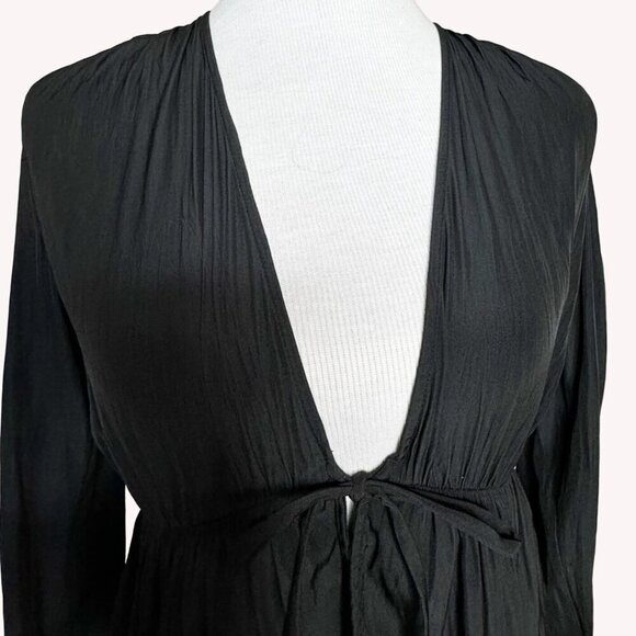 Aritzia Wilfred Shanina Womens Tie Front Blouse Top Size S Deep V Peplum Fairy - Picture 4 of 12